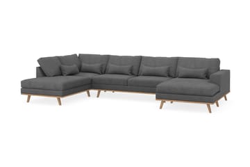 Copenhagen 5-seters Venstrevendt U-formet Sofa med Divan og Sjeselong i Stoff - Mørk grå - Møbler - Sofaer - U-sofa
