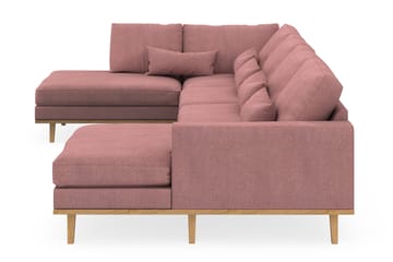 Copenhagen 5-seters Venstrevendt U-formet Sofa med Divan og Sjeselong i Stoff - Rosa - Møbler - Sofaer - U-sofa