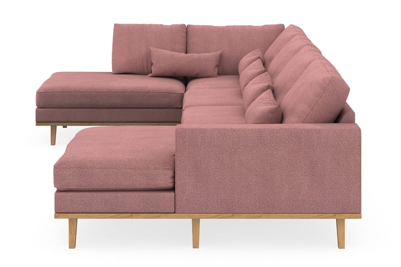 Copenhagen 5-seters Venstrevendt U-formet Sofa med Divan og Sjeselong i Stoff - Rosa - Møbler - Sofaer - U-sofa