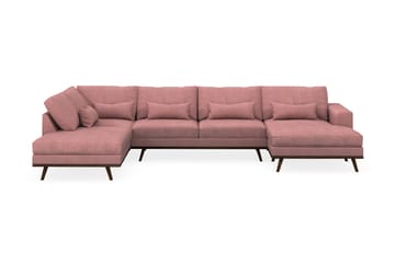 Copenhagen 5-seters Venstrevendt U-formet Sofa med Divan og Sjeselong i Stoff - Rosa - Møbler - Sofaer - U-sofa