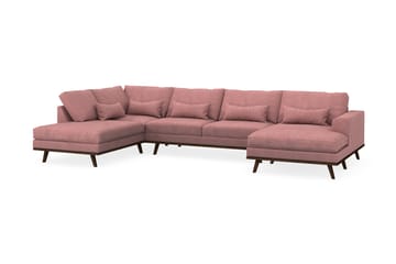 Copenhagen 5-seters Venstrevendt U-formet Sofa med Divan og Sjeselong i Stoff - Rosa - Møbler - Sofaer - U-sofa