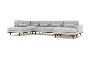 Copenhagen 5-seters Venstrevendt U-formet Sofa med Sjeselong og Divan i Stoff - Grå - Møbler - Sofaer - U-sofa