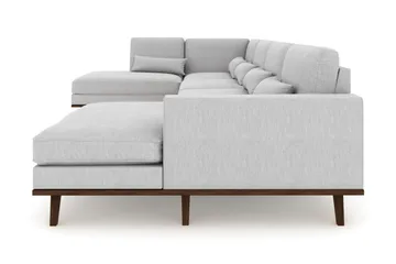 Copenhagen 5-seters Venstrevendt U-formet Sofa med Sjeselong og Divan i Stoff - Grå - Møbler - Sofaer - U-sofa