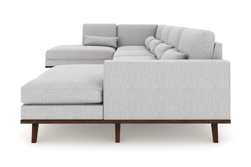 Copenhagen 5-seters Venstrevendt U-formet Sofa med Sjeselong og Divan i Stoff - Grå - Møbler - Sofaer - U-sofa