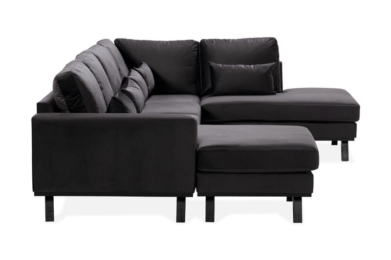 Copenhagen Compact 4-seters Høyrevendt U-formet Large Sofa med Divan og Sjeselong i Fløyel - Mørk grå - Møbler - Sofaer - U-sofa