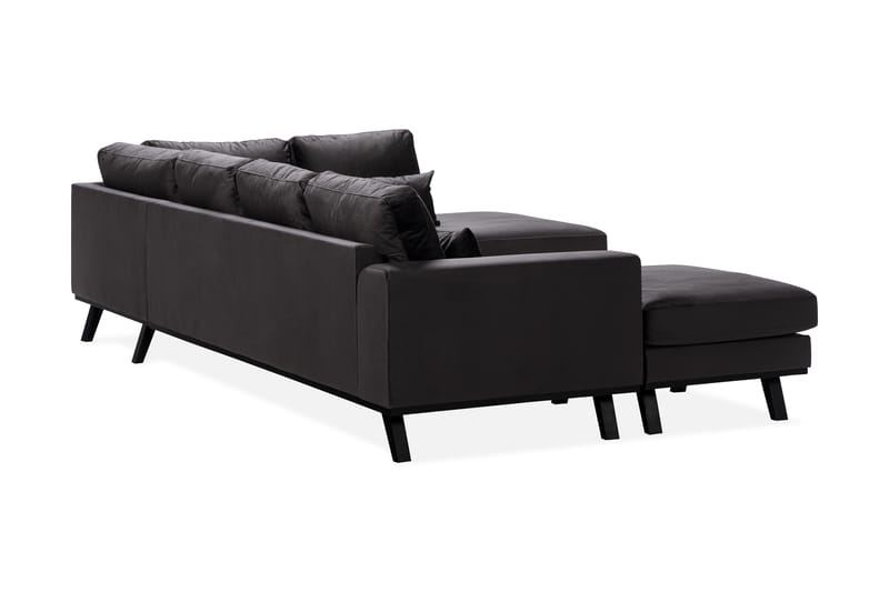 Copenhagen Compact 4-seters Høyrevendt U-formet Large Sofa med Divan og Sjeselong i Fløyel - Mørk grå - Møbler - Sofaer - U-sofa