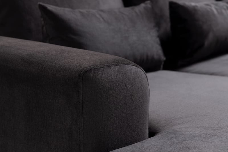 Copenhagen Compact 4-seters Høyrevendt U-formet Large Sofa med Divan og Sjeselong i Fløyel - Mørk grå - Møbler - Sofaer - U-sofa