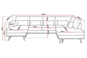 Copenhagen Compact 4-seters Høyrevendt U-formet Large Sofa med Divan og Sjeselong i Stoff - Lys grå - Møbler - Sofaer - U-sofa