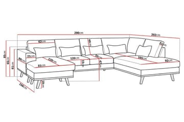 Copenhagen Compact 4-seters Høyrevendt U-formet Large Sofa med Divan og Sjeselong i Stoff - Lys grå - Møbler - Sofaer - U-sofa