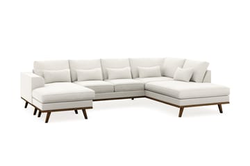 Copenhagen Compact 4-seters Høyrevendt U-formet Large Sofa med Divan og Sjeselong i Stoff - Lys grå - Møbler - Sofaer - U-sofa