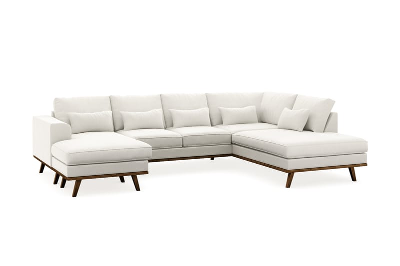 Copenhagen Compact 4-seters Høyrevendt U-formet Large Sofa med Divan og Sjeselong i Stoff - Lys grå - Møbler - Sofaer - U-sofa