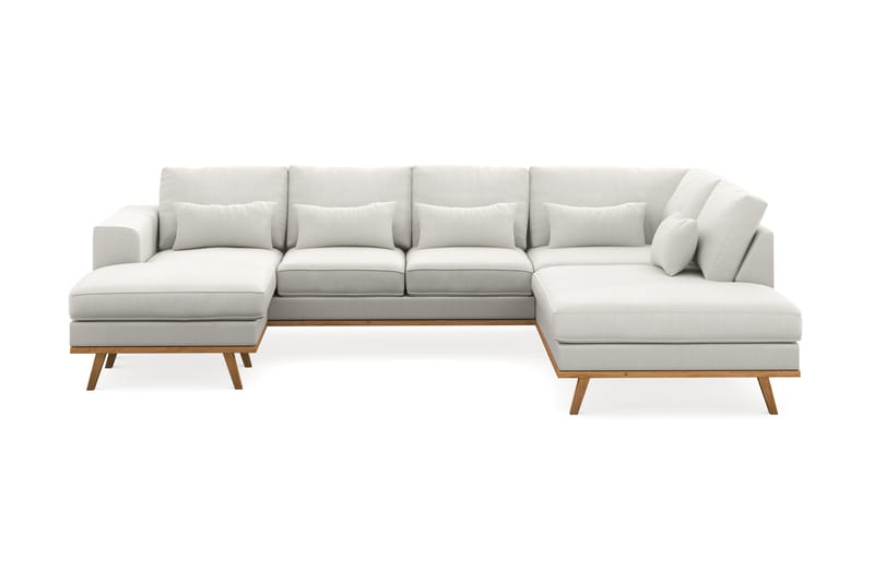 Copenhagen Compact 4-seters Høyrevendt U-formet Sofa med Divan og Sjeselong i Stoff - Lys grå - Møbler - Sofaer - U-sofa
