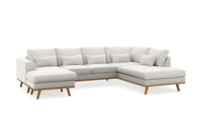 Copenhagen Compact 4-seters Høyrevendt U-formet Sofa med Divan og Sjeselong i Stoff - Lys grå - Møbler - Sofaer - U-sofa