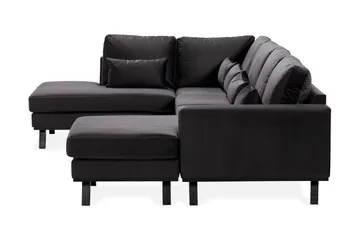 Copenhagen Compact 4-seters Venstrevendt U-formet Large Sofa med Divan og Sjeselong i Fløyel - Mørk grå - Møbler - Sofaer - U-sofa