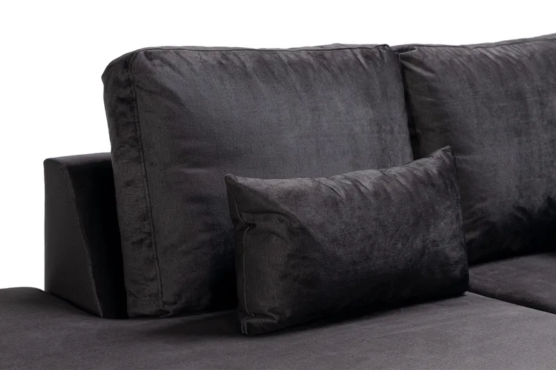 Copenhagen Compact 4-seters Venstrevendt U-formet Large Sofa med Divan og Sjeselong i Fløyel - Mørk grå - Møbler - Sofaer - U-sofa