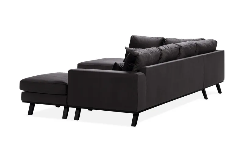 Copenhagen Compact 4-seters Venstrevendt U-formet Large Sofa med Divan og Sjeselong i Fløyel - Mørk grå - Møbler - Sofaer - U-sofa