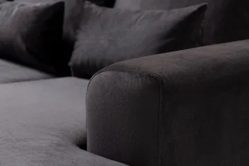 Copenhagen Compact 4-seters Venstrevendt U-formet Large Sofa med Divan og Sjeselong i Fløyel - Mørk grå - Møbler - Sofaer - U-sofa