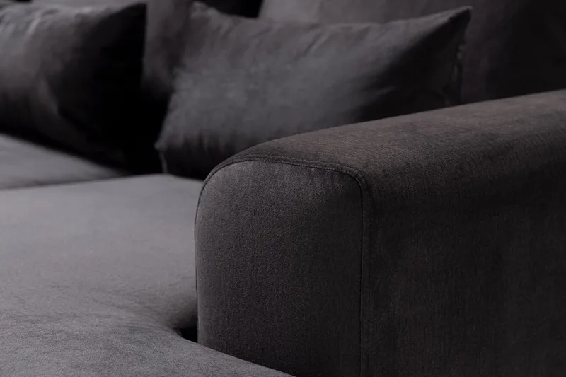 Copenhagen Compact 4-seters Venstrevendt U-formet Large Sofa med Divan og Sjeselong i Fløyel - Mørk grå - Møbler - Sofaer - U-sofa