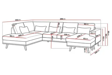 Copenhagen Compact 4-seters Venstrevendt U-formet Large Sofa med Divan og Sjeselong i Fløyel - Mørk grå - Møbler - Sofaer - U-sofa