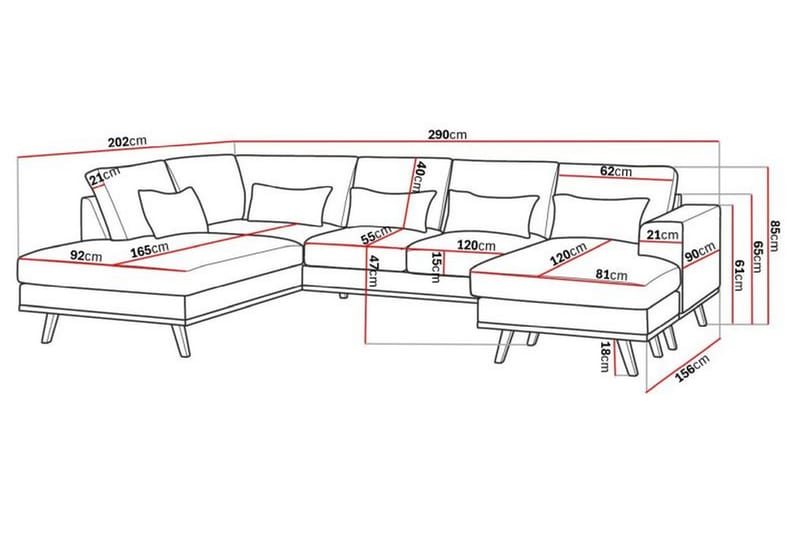 Copenhagen Compact 4-seters Venstrevendt U-formet Sofa med Divan og Sjeselong i Stoff - Lys grå - Møbler - Sofaer - U-sofa