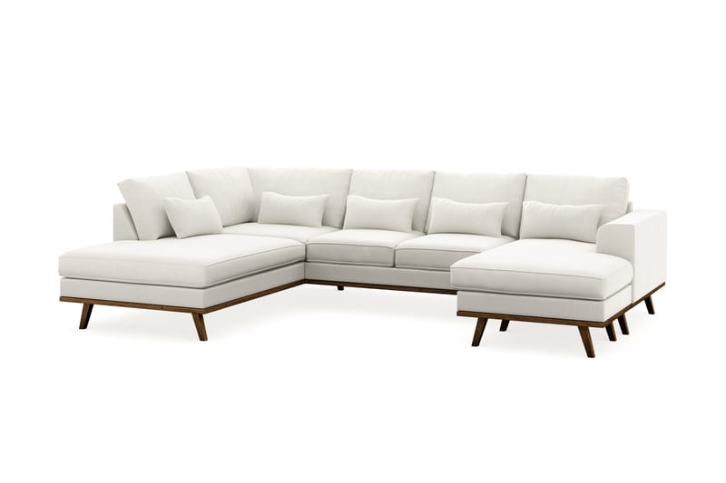Copenhagen Compact 4-seters Venstrevendt U-formet Sofa med Divan og Sjeselong i Stoff - Lys grå - Møbler - Sofaer - U-sofa