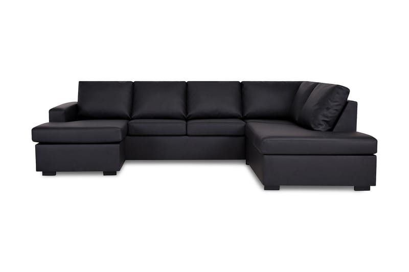 Crazy 4-seters Høyrevendt U-formet Large Sofa med Divan og Sjeselong i Kunstlær - Svart - Møbler - Sofaer - Sofaer med sjeselong - 4 seters sofa med divan
