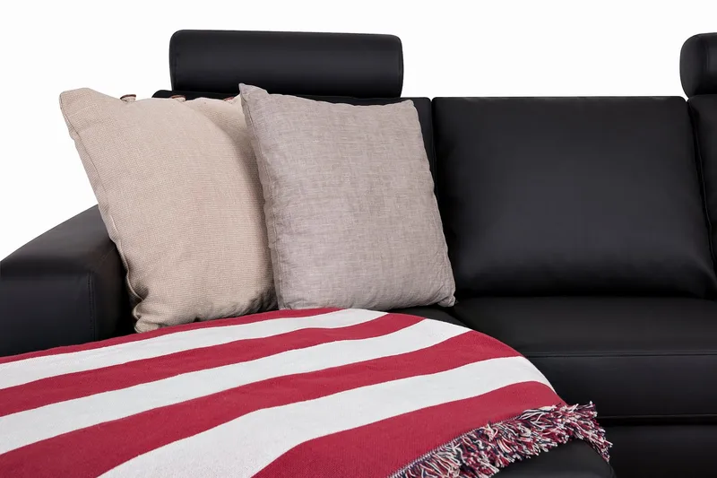 Crazy 4-seters Høyrevendt U-formet Large Sofa med Divan og Sjeselong i Kunstlær - Svart - Møbler - Sofaer - Sofaer med sjeselong - 4 seters sofa med divan