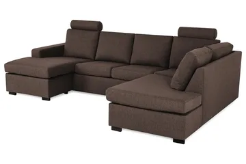 Crazy 4-seters Høyrevendt U-formet Large Sofa med Divan og Sjeselong i Stoff - Brun - Møbler - Sofaer - Sofaer med sjeselong - 4 seters sofa med divan
