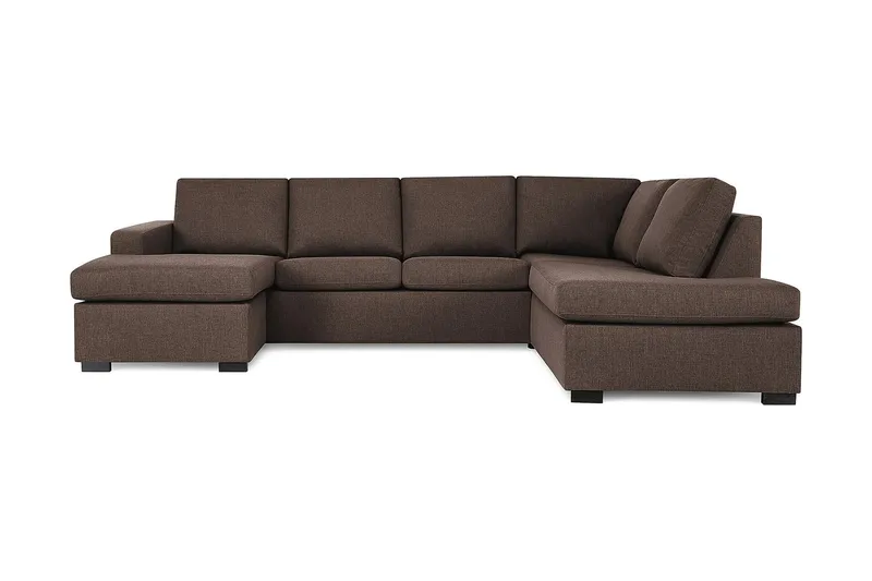 Crazy 4-seters Høyrevendt U-formet Large Sofa med Divan og Sjeselong i Stoff, Brun