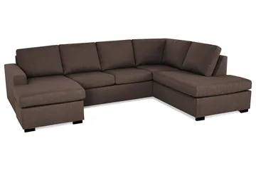 Crazy 4-seters Høyrevendt U-formet Large Sofa med Divan og Sjeselong i Stoff - Brun - Møbler - Sofaer - Sofaer med sjeselong - 4 seters sofa med divan