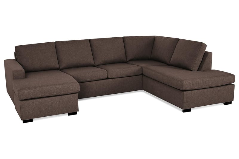Crazy 4-seters Høyrevendt U-formet Large Sofa med Divan og Sjeselong i Stoff - Brun - Møbler - Sofaer - Sofaer med sjeselong - 4 seters sofa med divan