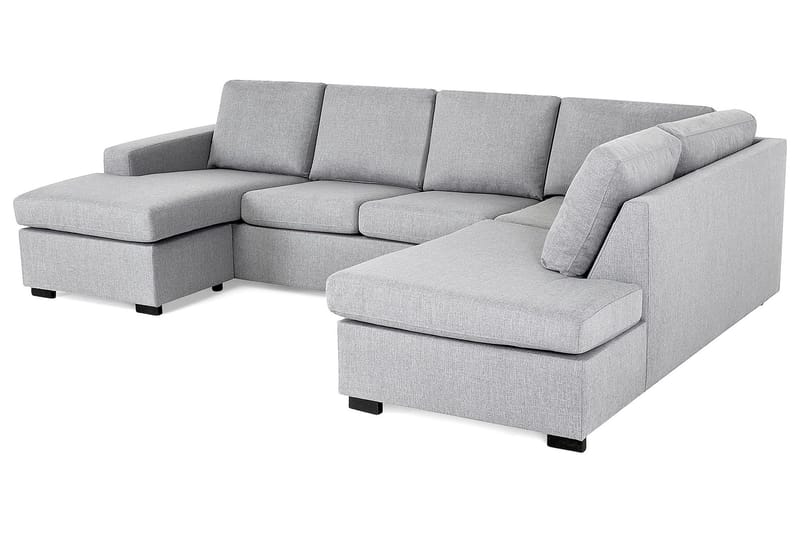 Crazy 4-seters Høyrevendt U-formet Large Sofa med Divan og Sjeselong i Stoff - Grå - Møbler - Sofaer - Sofaer med sjeselong - 4 seters sofa med divan