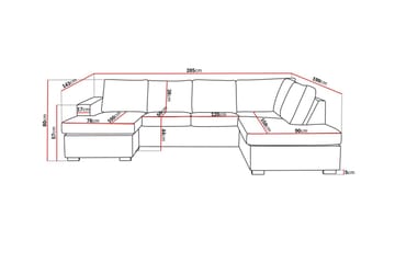 Crazy 4-seters Høyrevendt U-formet Large Sofa med Divan og Sjeselong i Stoff - Grå - Møbler - Sofaer - Sofaer med sjeselong - 4 seters sofa med divan