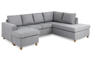 Crazy 4-seters Høyrevendt U-formet Large Sofa med Divan og Sjeselong i Stoff - Grå - Møbler - Sofaer - U-sofa