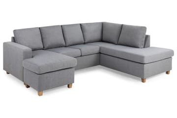 Crazy 4-seters Høyrevendt U-formet Large Sofa med Divan og Sjeselong i Stoff - Grå - Møbler - Sofaer - U-sofa