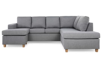 Crazy 4-seters Høyrevendt U-formet Large Sofa med Divan og Sjeselong i Stoff - Grå - Møbler - Sofaer - U-sofa