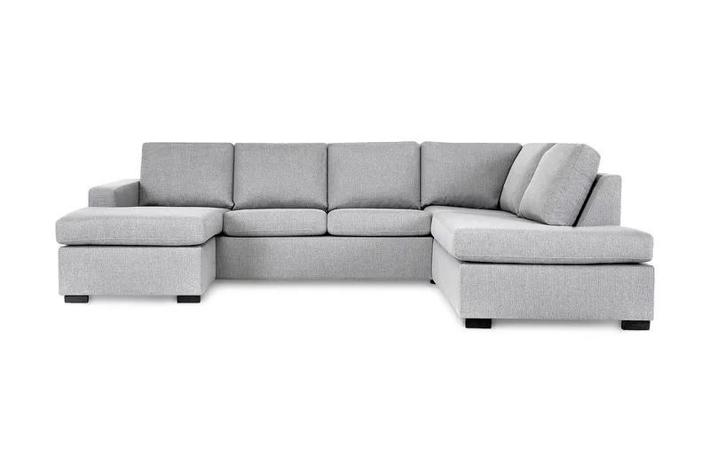 Crazy 4-seters Høyrevendt U-formet Large Sofa med Divan og Sjeselong i Stoff - Grå - Møbler - Sofaer - Sofaer med sjeselong - 4 seters sofa med divan