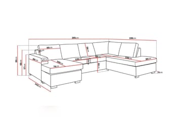 Crazy 4-seters Høyrevendt U-formet Large Sofa med Divan og Sjeselong i Stoff - Grå - Møbler - Sofaer - Sofaer med sjeselong - 4 seters sofa med divan