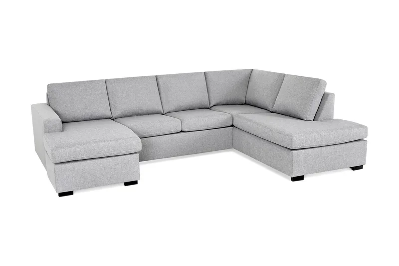 Crazy 4-seters Høyrevendt U-formet Large Sofa med Divan og Sjeselong i Stoff - Grå - Møbler - Sofaer - Sofaer med sjeselong - 4 seters sofa med divan