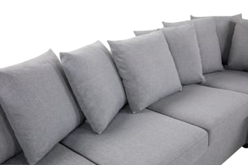Crazy 4-seters Høyrevendt U-formet Large Sofa med Divan og Sjeselong i Stoff inkl. Pynteputer - Grå - Møbler - Sofaer - U-sofa