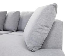 Crazy 4-seters Høyrevendt U-formet Large Sofa med Divan og Sjeselong i Stoff inkl. Pynteputer - Grå - Møbler - Sofaer - U-sofa