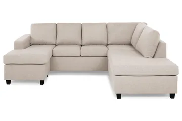 Crazy 4-seters Høyrevendt U-formet Small Sofa med Divan og Sjeselong i Stoff - Beige - Møbler - Sofaer - Sofaer med sjeselong - 4 seters sofa med divan