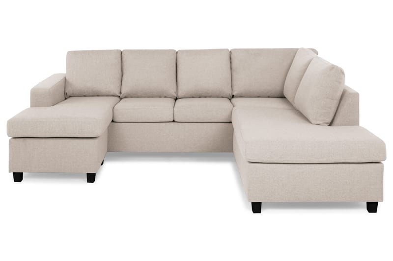 Crazy 4-seters Høyrevendt U-formet Small Sofa med Divan og Sjeselong i Stoff - Beige - Møbler - Sofaer - Sofaer med sjeselong - 4 seters sofa med divan