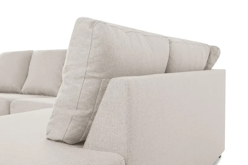 Crazy 4-seters Høyrevendt U-formet Small Sofa med Divan og Sjeselong i Stoff - Beige - Møbler - Sofaer - Sofaer med sjeselong - 4 seters sofa med divan