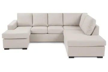 Crazy 4-seters Høyrevendt U-formet Small Sofa med Divan og Sjeselong i Stoff - Beige - Møbler - Sofaer - Sofaer med sjeselong - 4 seters sofa med divan