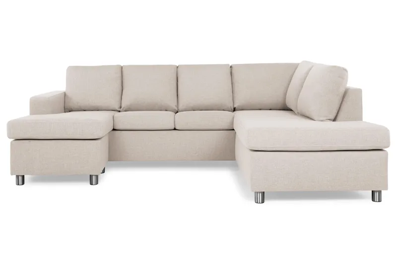 Crazy 4-seters Høyrevendt U-formet Small Sofa med Divan og Sjeselong i Stoff - Beige - Møbler - Sofaer - Sofaer med sjeselong - 4 seters sofa med divan