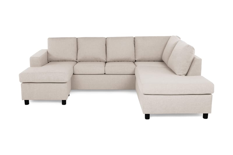 Crazy 4-seters Høyrevendt U-formet Small Sofa med Divan og Sjeselong i Stoff, Beige