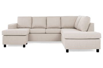 Crazy 4-seters Høyrevendt U-formet Small Sofa med Divan og Sjeselong i Stoff - Beige - Møbler - Sofaer - Sofaer med sjeselong - 4 seters sofa med divan