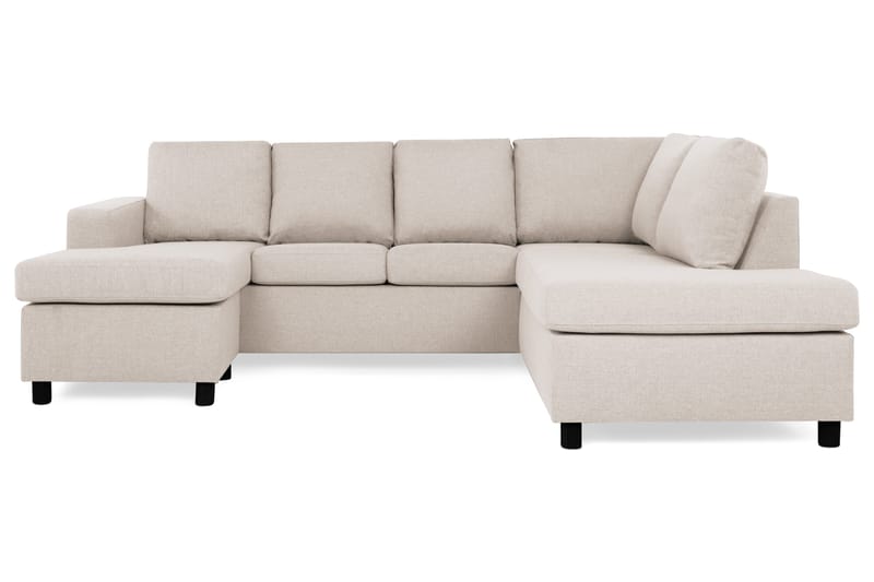 Crazy 4-seters Høyrevendt U-formet Small Sofa med Divan og Sjeselong i Stoff - Beige - Møbler - Sofaer - Sofaer med sjeselong - 4 seters sofa med divan
