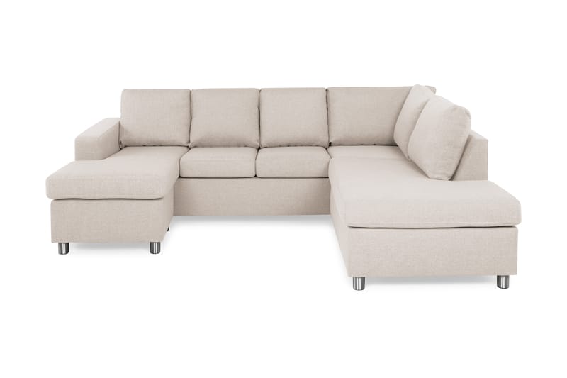 Crazy 4-seters Høyrevendt U-formet Small Sofa med Divan og Sjeselong i Stoff - Beige - Møbler - Sofaer - U-sofa